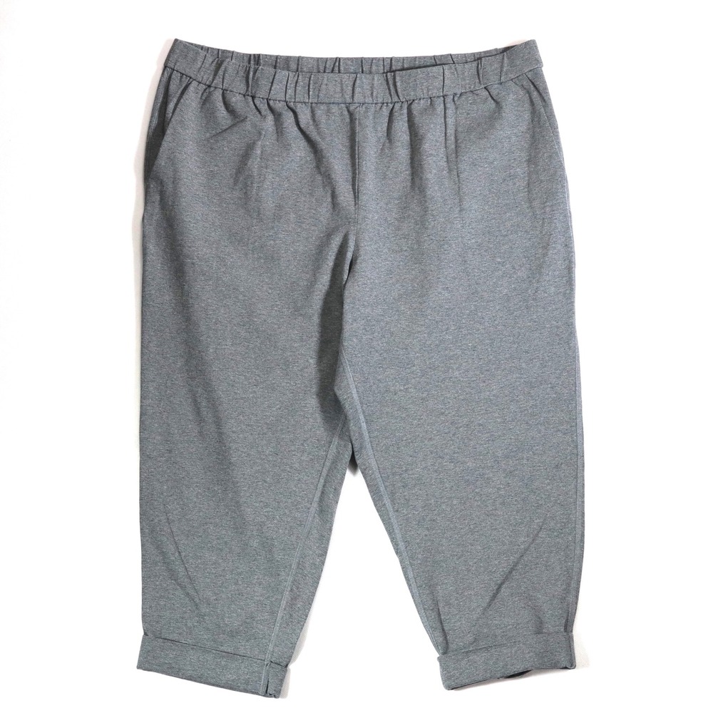 Eileen Fisher Cropped‎ Pants Womens XL Grey Organic Cotton Knit Casual Everyday
